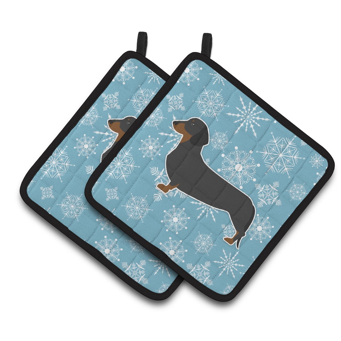 Winter Snowflake Dachshund Pair of Pot Holders