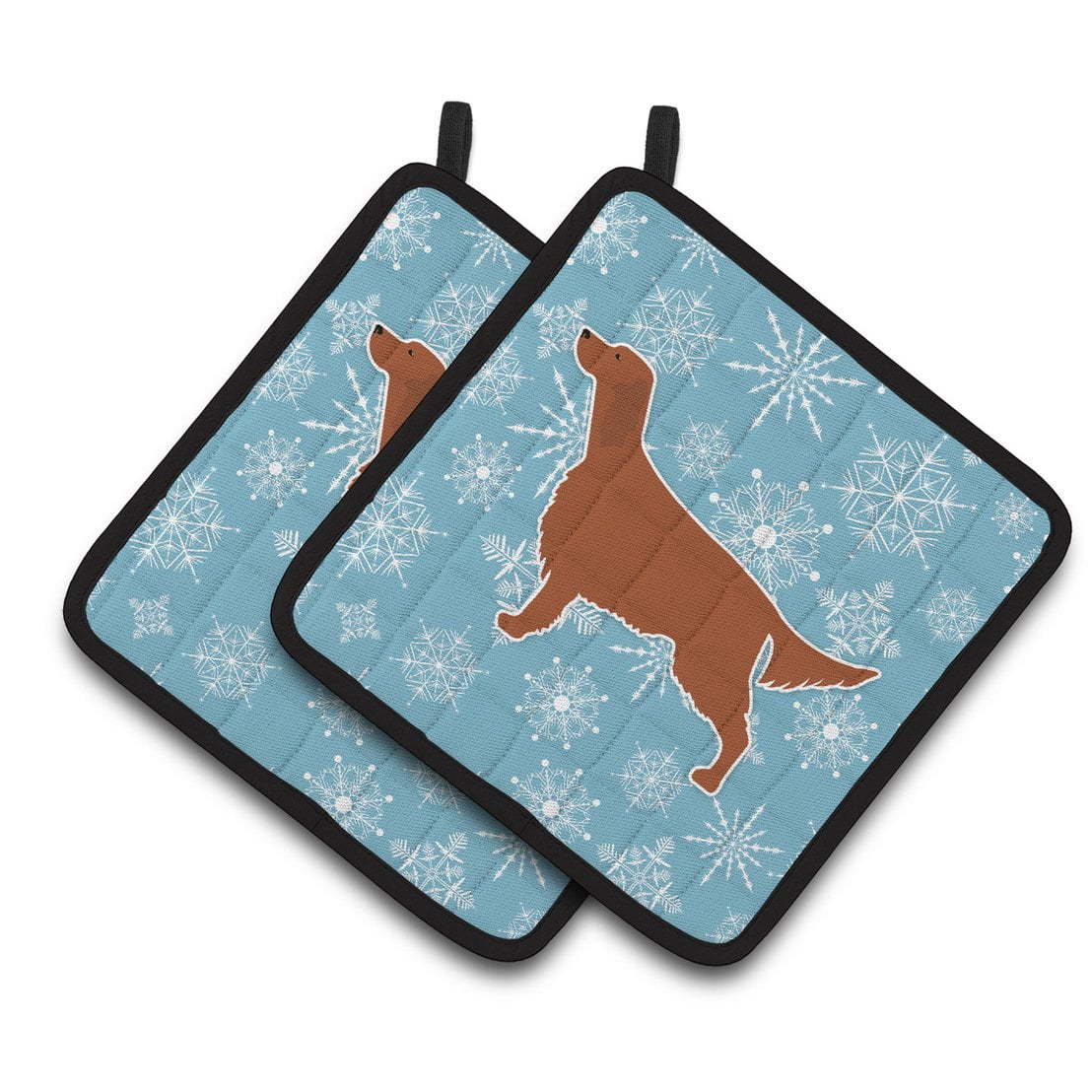 Carolines Treasures BB3493PTHD Winter Snowflake Irish Setter Pair of Pot Holders , 7.5HX7.5W, multicolor