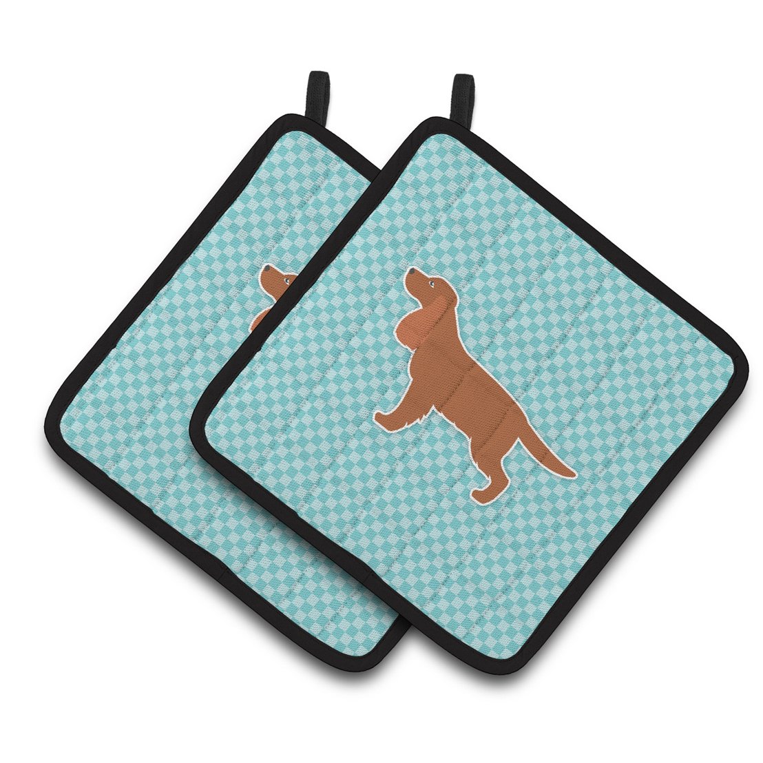 Carolines Treasures BB3712PTHD English Cocker Spaniel Checkerboard Blue Pair of Pot Holders , 7.5HX7.5W, multicolor