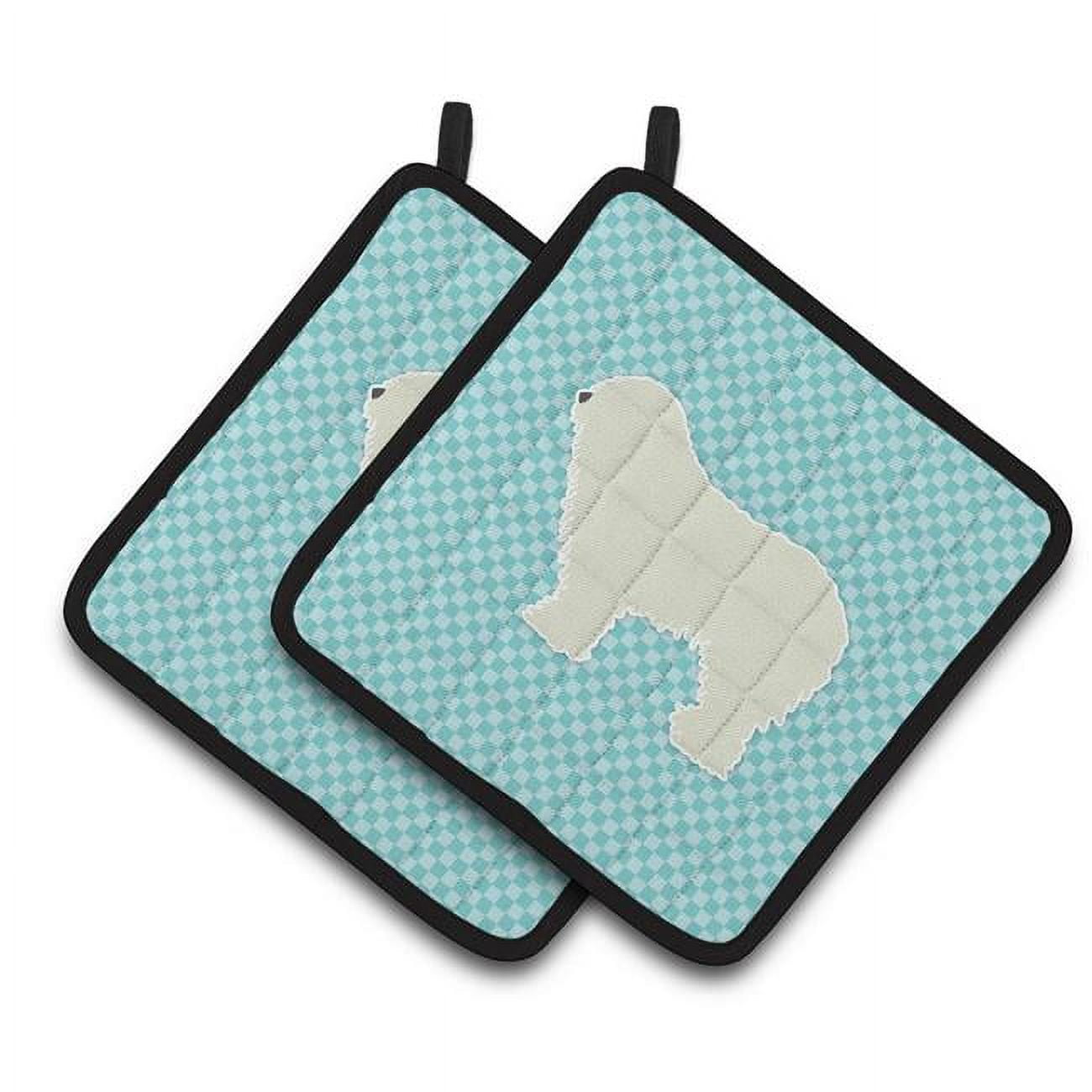 Carolines Treasures BB3755PTHD Komondor Checkerboard Blue Pair of Pot Holders 7.5HX7.5W multicolor