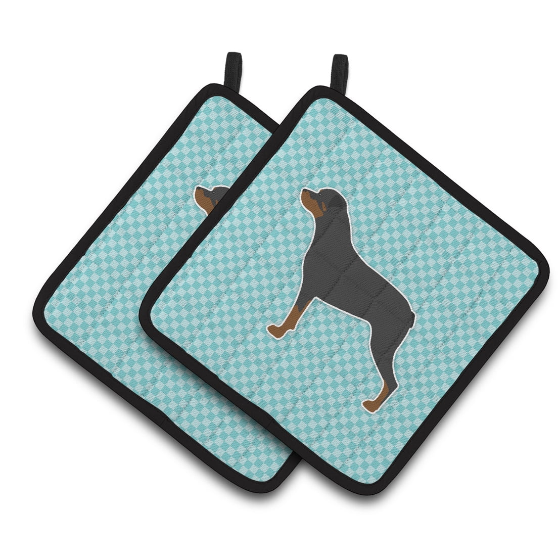 Carolines Treasures BB3766PTHD Rottweiler Checkerboard Blue Pair of Pot Holders , 7.5HX7.5W, multicolor