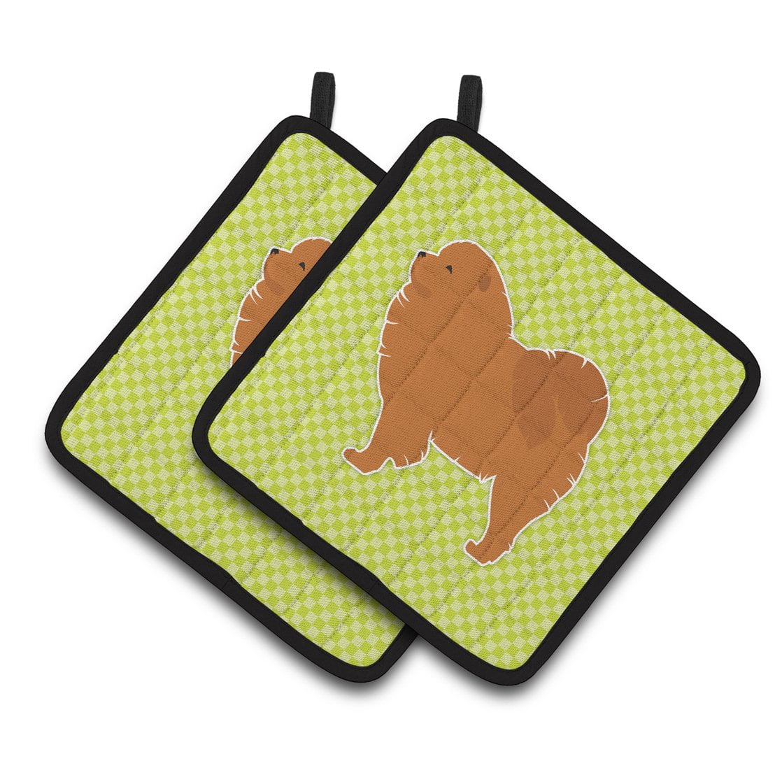 Carolines Treasures BB3851PTHD Chow Chow Checkerboard Green Pair of Pot Holders 7.5HX7.5W multicolor