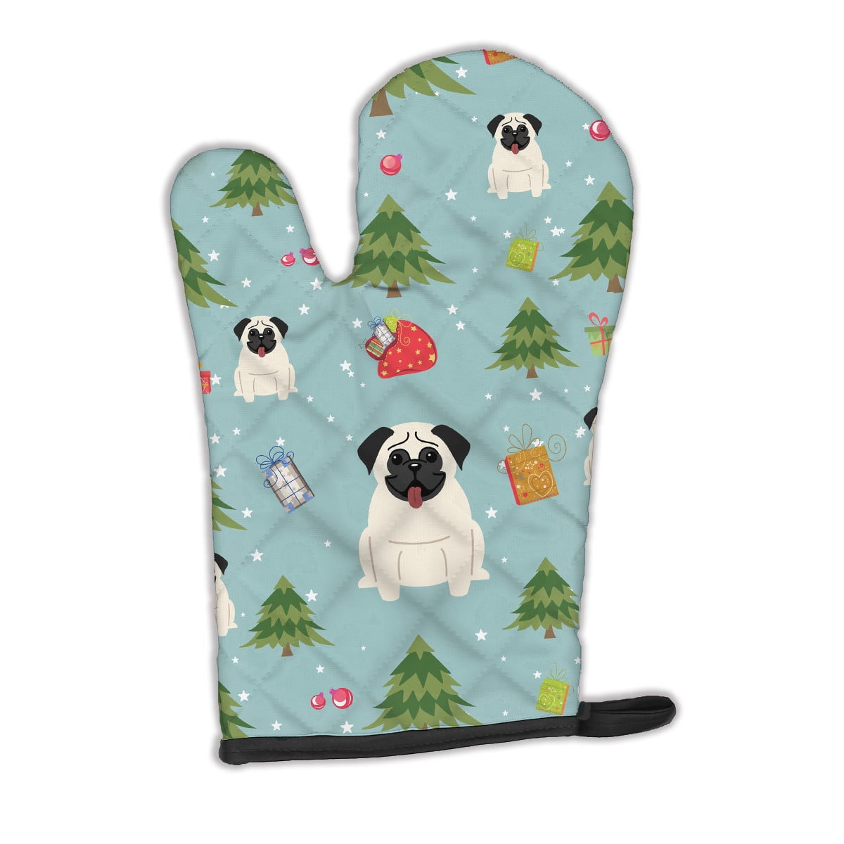 Carolines Treasures BB4664OVMT Christmas Pug Cream Oven Mitt Large multicolor