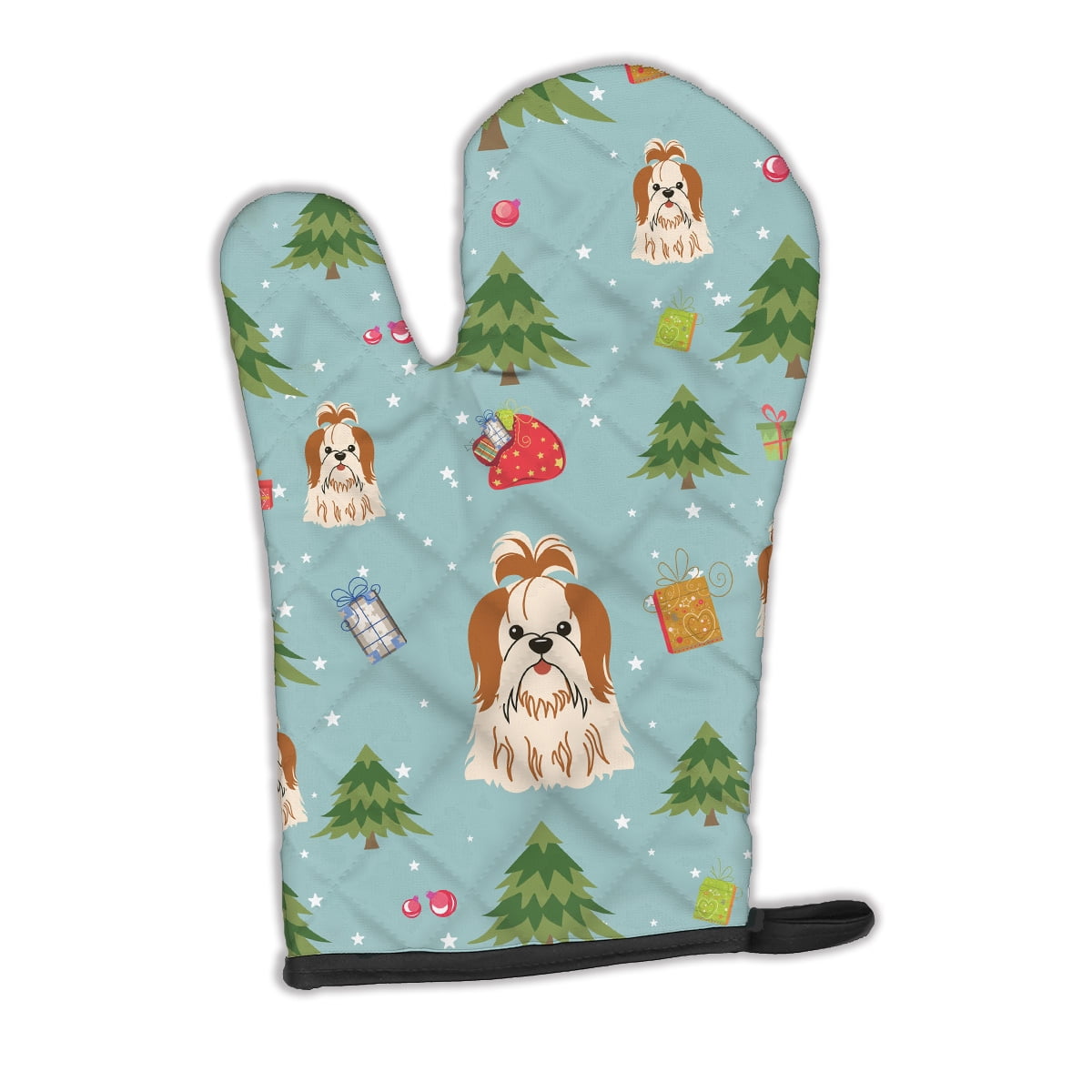 Christmas Shih Tzu Red White Oven Mitt
