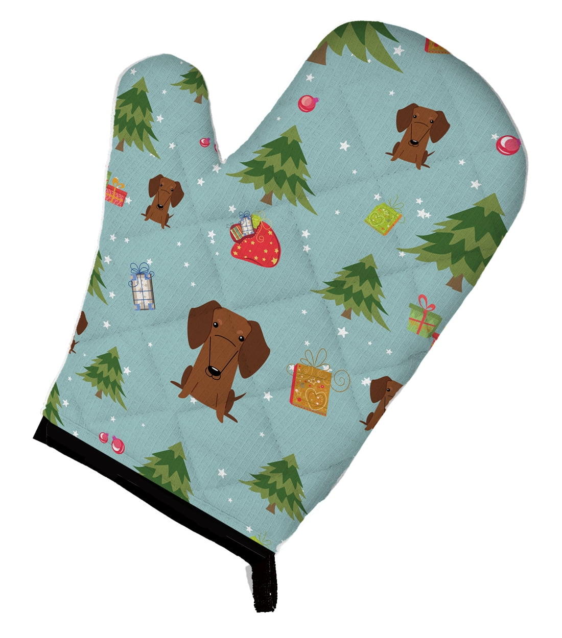 Christmas Dachshund Red Brown Oven Mitt