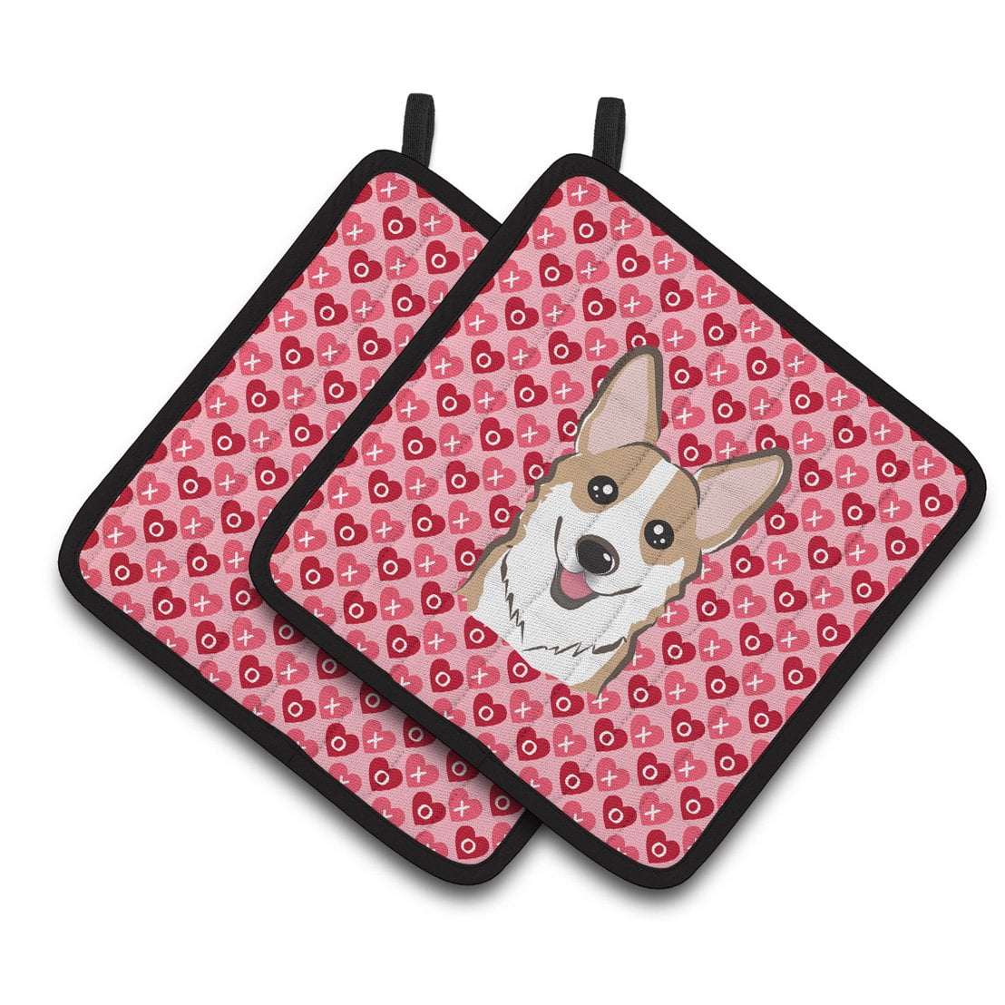 Sable Corgi Hearts Pair of Pot Holders