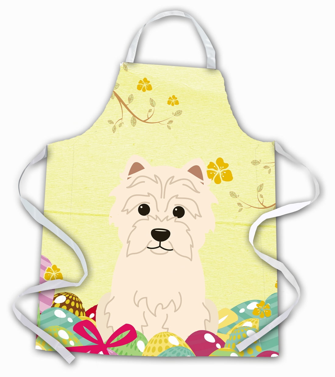 Carolines Treasures BB6042APRON Easter Eggs Westie Apron Large multicolor
