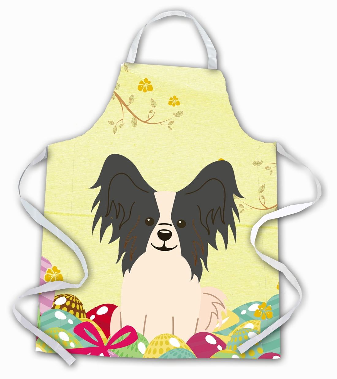 Carolines Treasures BB6076APRON Easter Eggs Papillon Black White Apron Large multicolor