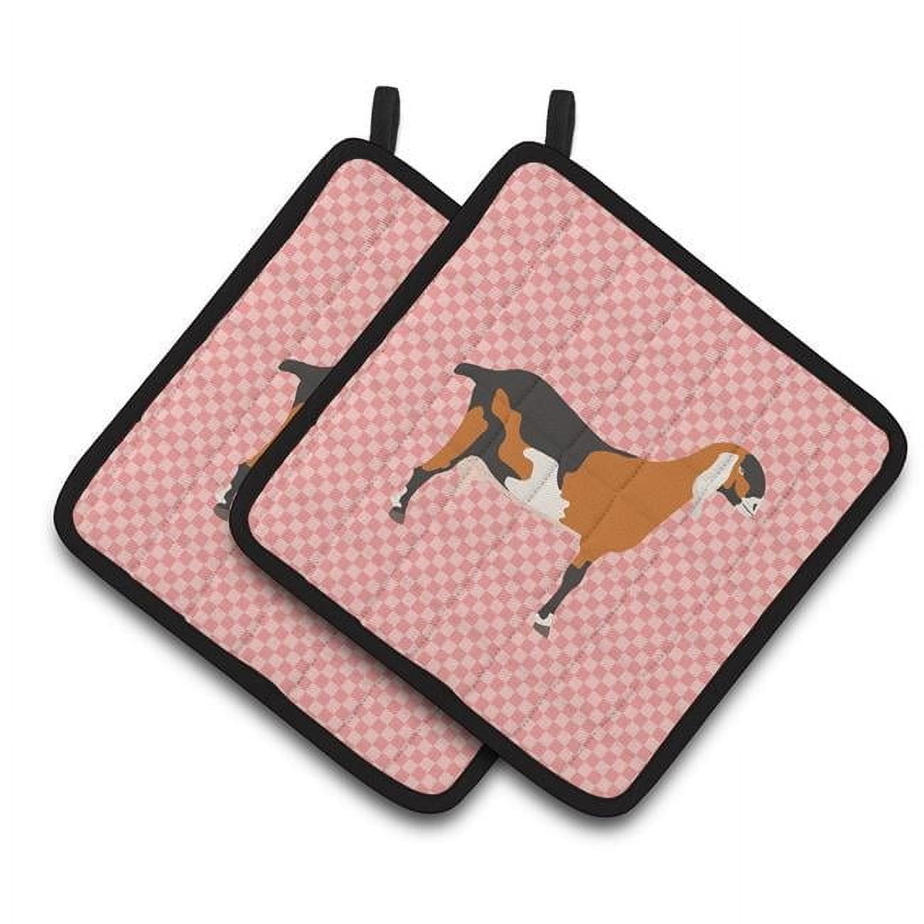 Carolines Treasures BB7883PTHD Anglo Nubian Goat Pink Check Pair of Pot Holders