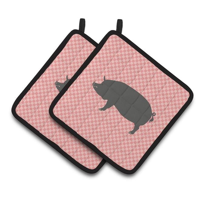 Carolines Treasures BB7933PTHD Berkshire Pig Pink Check Pair of Pot Holders
