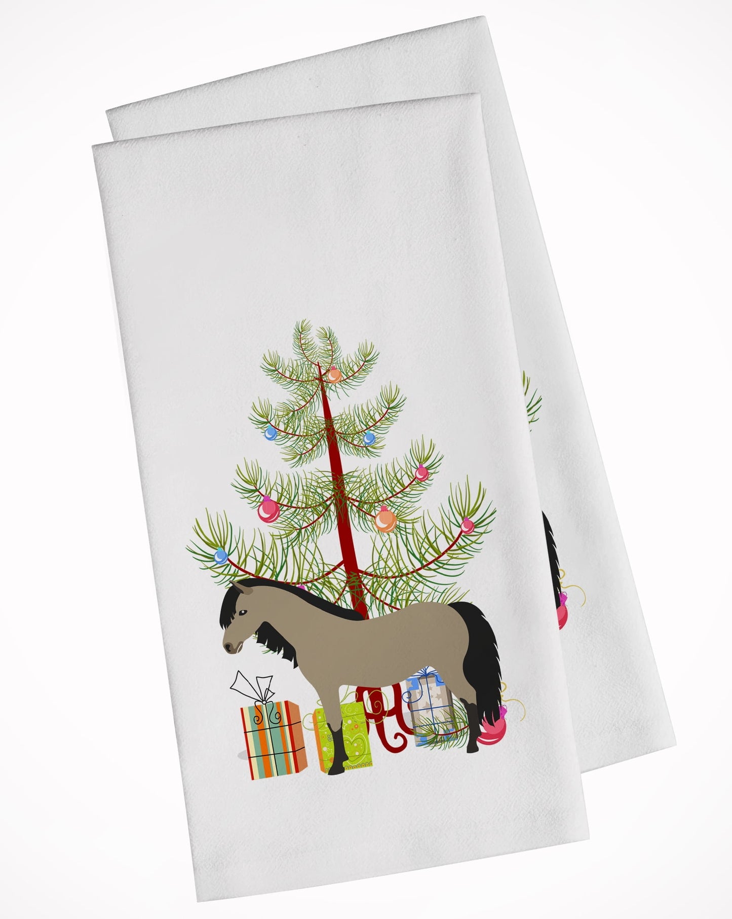 Carolines Treasures BB9277WTKT Welsh Pony Horse Christmas White Kitchen Towel Set of 2 Dish Towels Teal 19 X 25"
