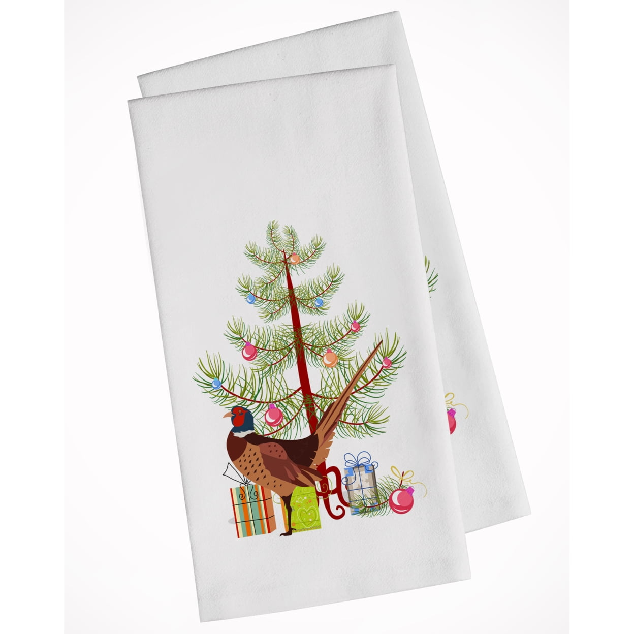 Carolines Treasures BB9297WTKT Ring-necked Common Pheasant Christmas White Kitchen Towel Set of 2 Dish Towels Teal 19 X