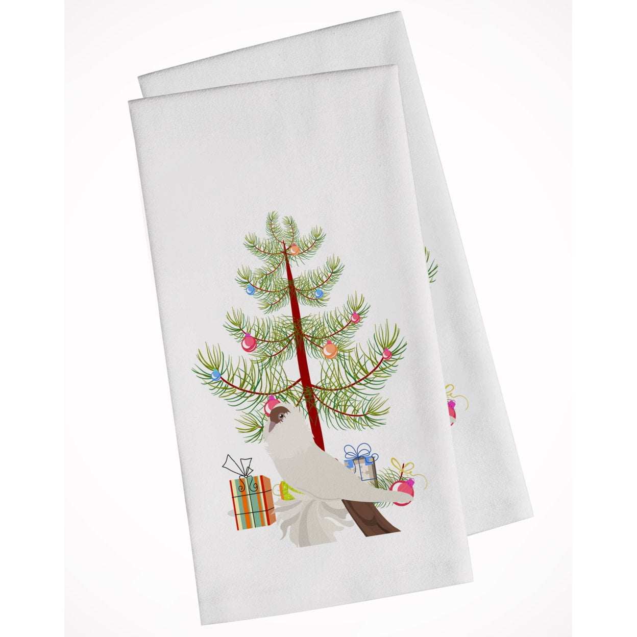Carolines Treasures BB9311WTKT German Helmet Pigeon Christmas White Kitchen Towel Set of 2 Dish Towels Teal 19 X 25"