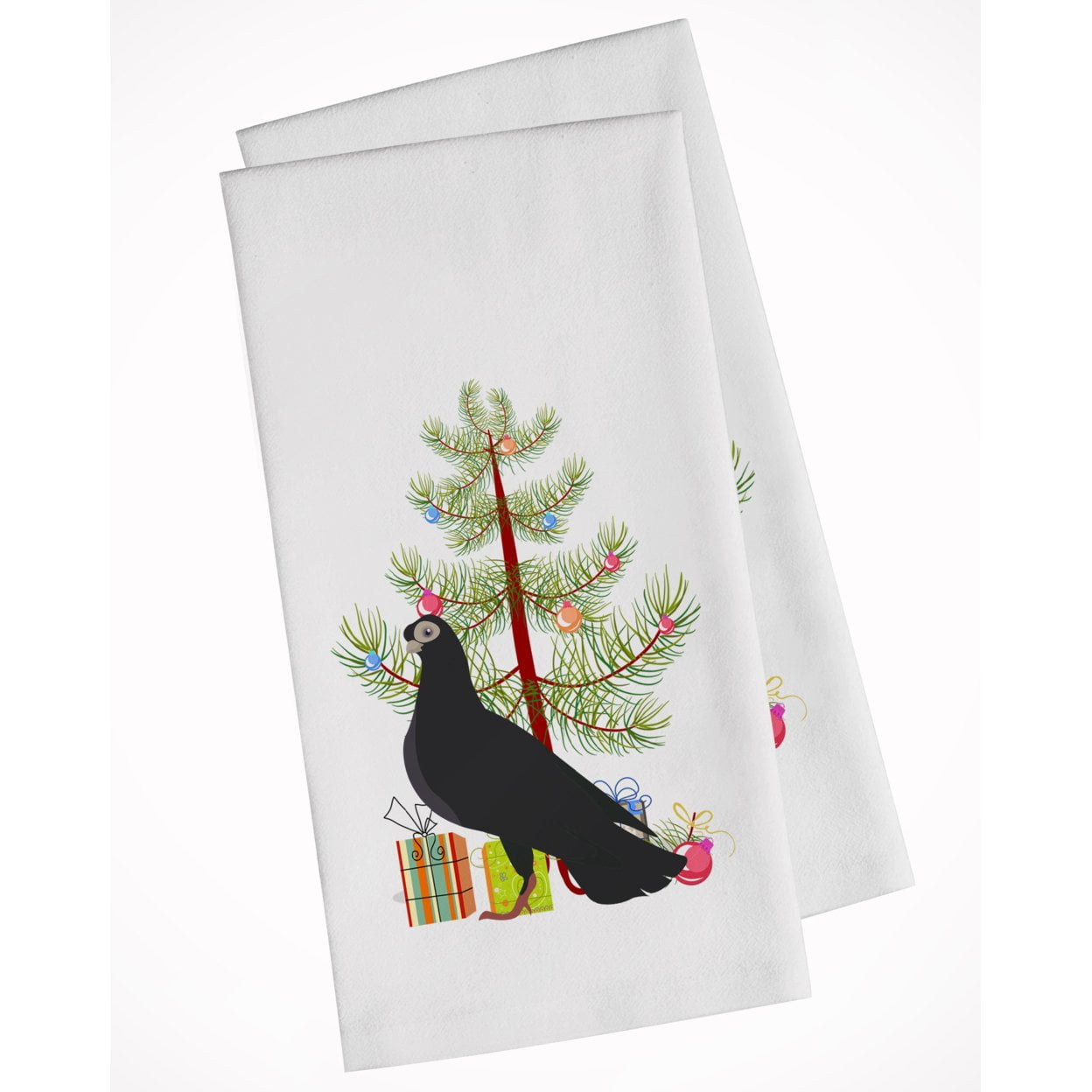 Carolines Treasures BB9314WTKT Budapest Highflyer Pigeon Christmas White Kitchen Towel Set of 2 Dish Towels Teal 19 X
