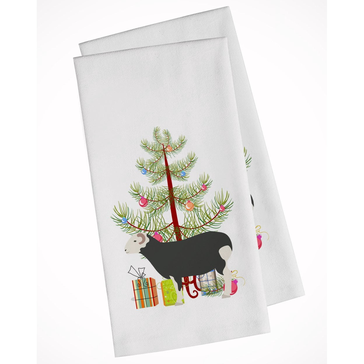 Carolines Treasures BB9337WTKT Herwick Sheep Christmas White Kitchen Towel Set of 2 Dish Towels Teal 19 X 25" multicolor
