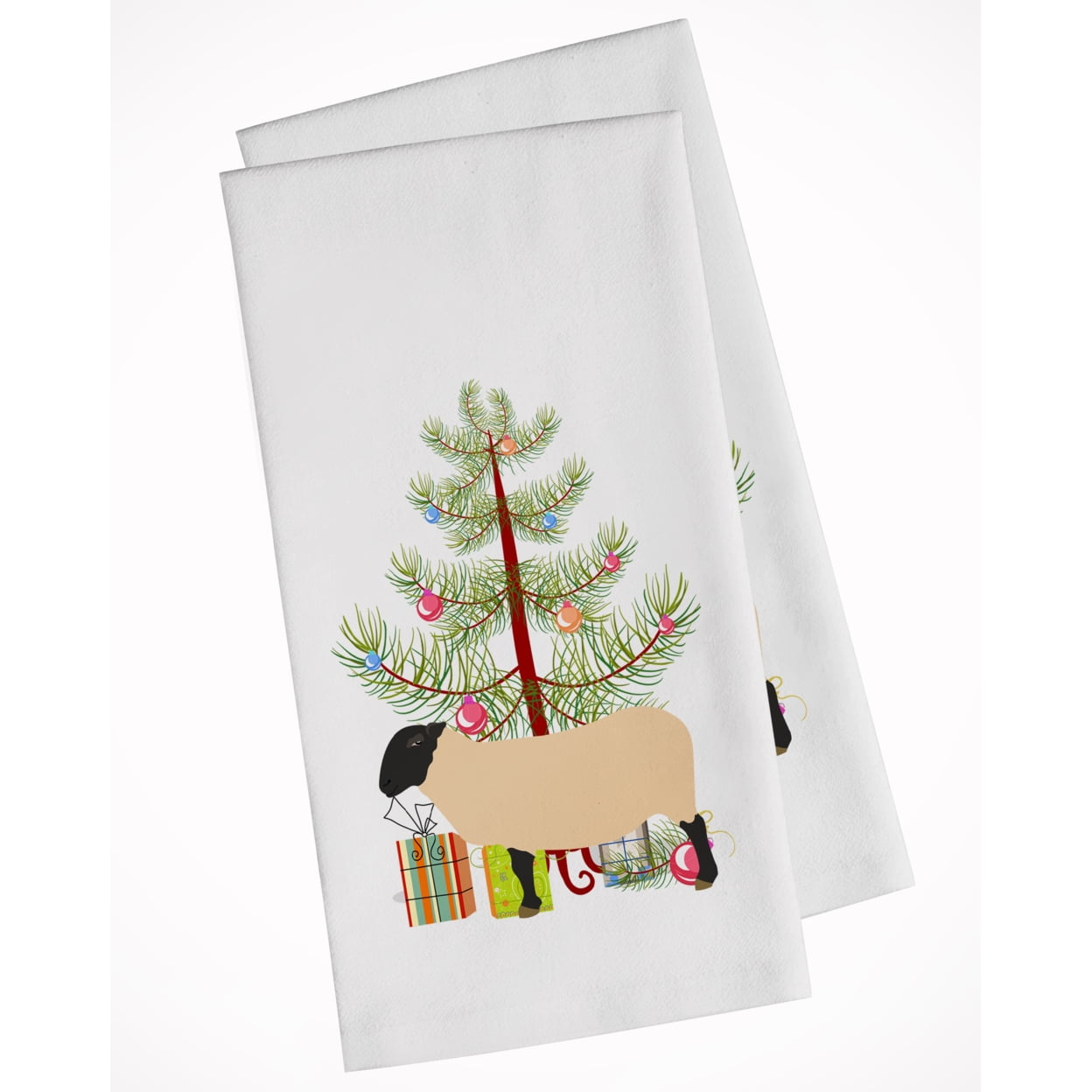 Carolines Treasures BB9339WTKT Suffolk Sheep Christmas White Kitchen Towel Set of 2 Dish Towels Teal 19 X 25" multicolor