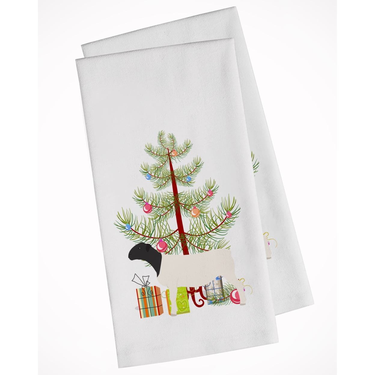 Carolines Treasures BB9345WTKT Dorper Sheep Christmas White Kitchen Towel Set of 2 Dish Towels Teal 19 X 25" multicolor