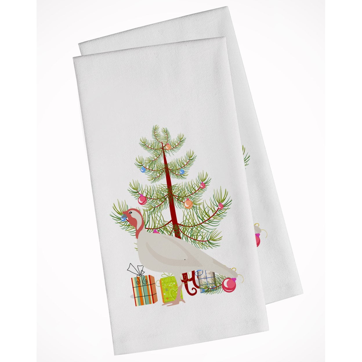 Carolines Treasures BB9356WTKT Beltsville Small White Turkey Hen Christmas White Kitchen Towel Set of 2 Dish Towels Teal