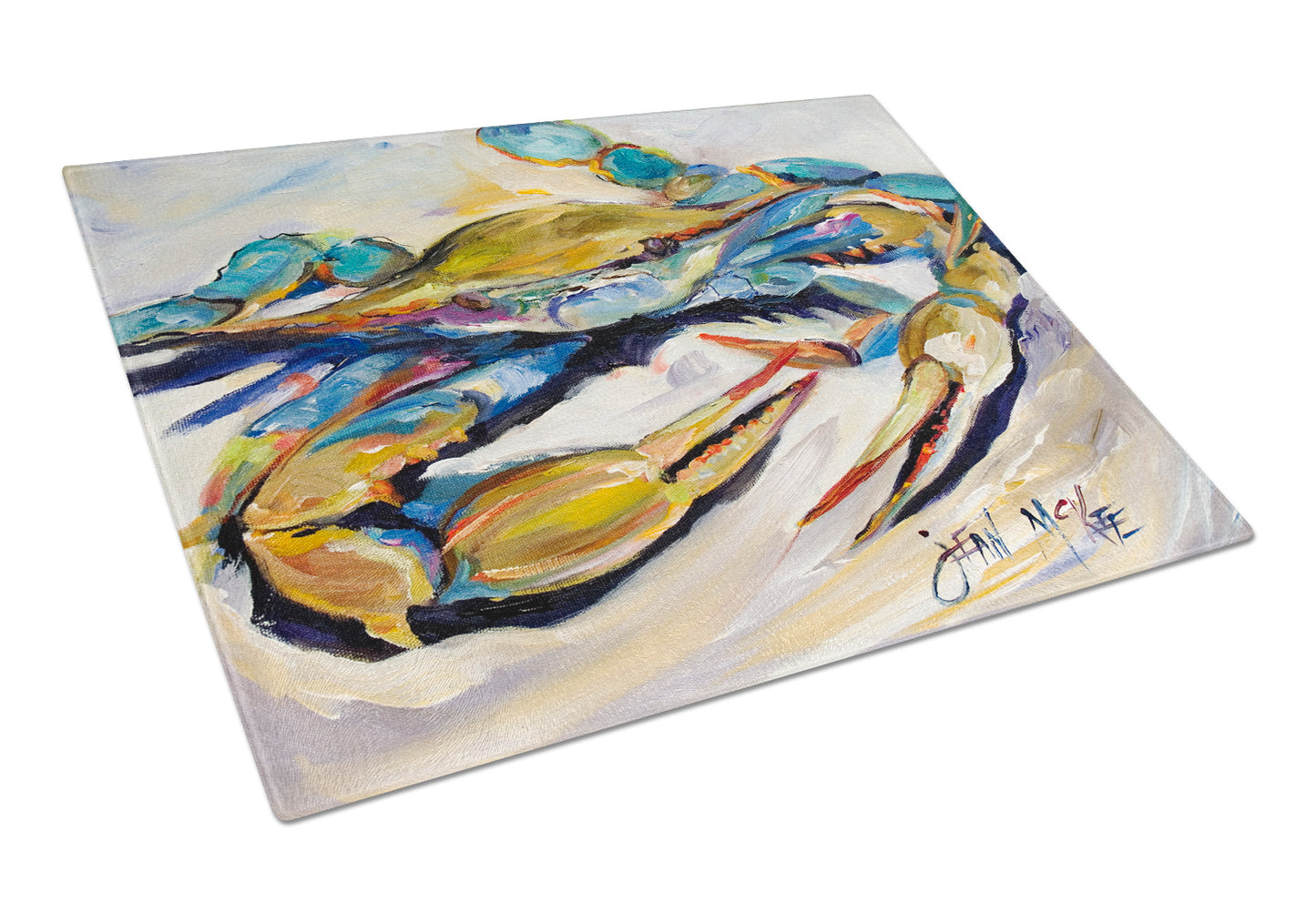Carolines Treasures Blue Crab Glass Cutting Board Large 12H x 16W multicolor