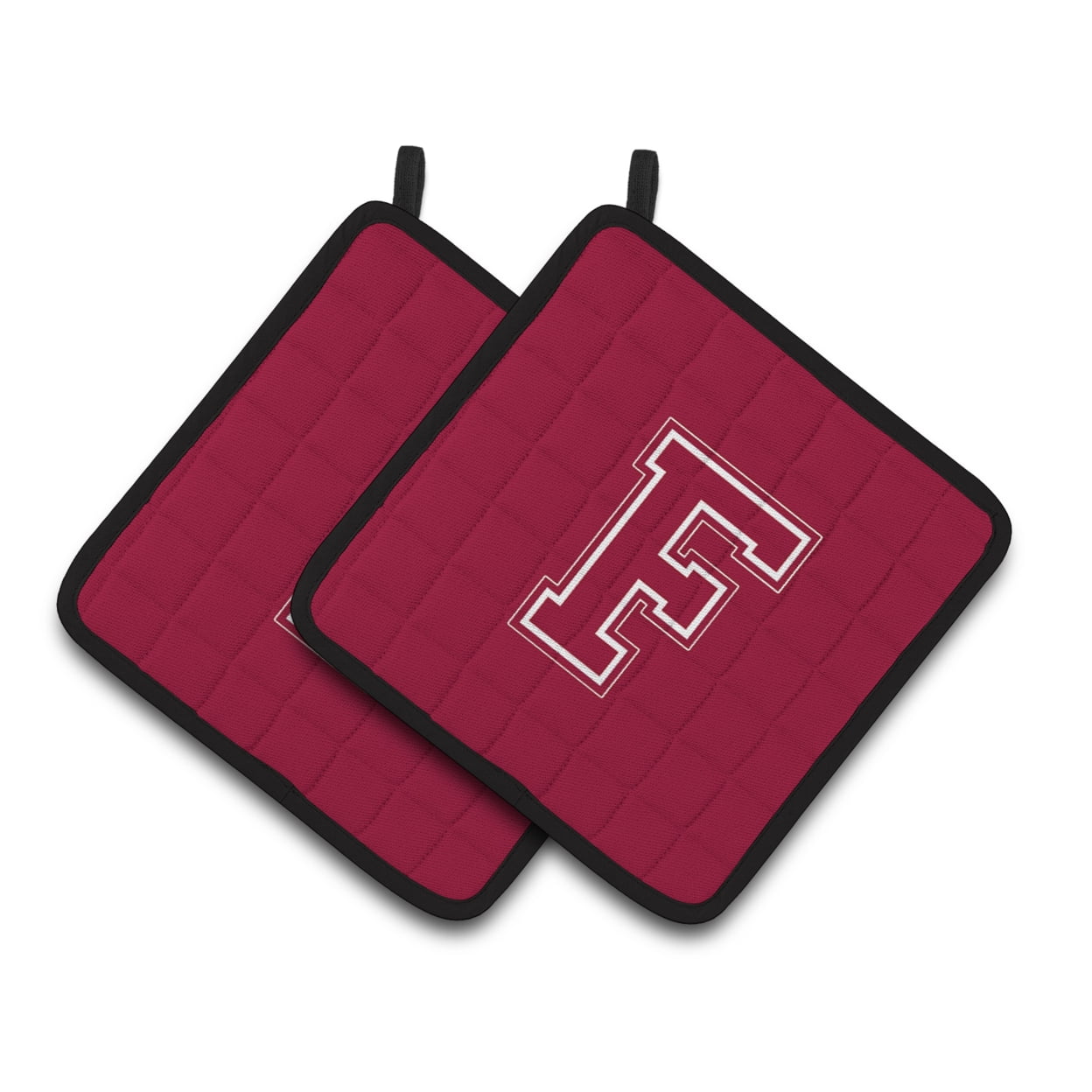 Carolines Treasures CJ1032-FPTHD Letter F Initial Monogram - Maroon and White Pair of Pot Holders, 7.5HX7.5W, multicolor