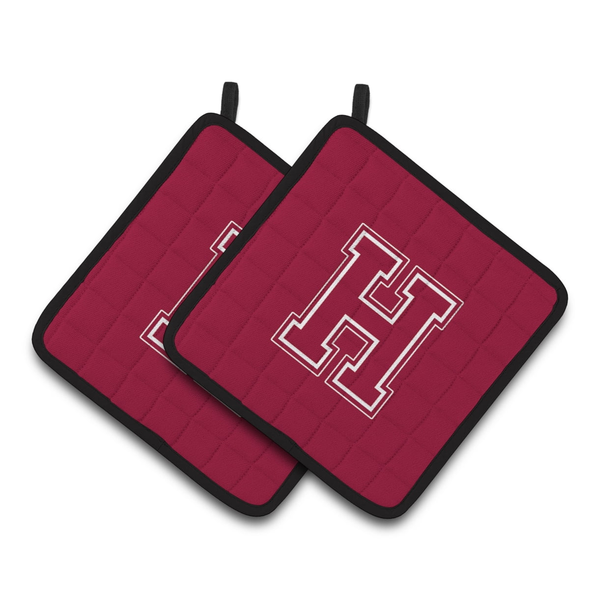 Carolines Treasures CJ1032-HPTHD Letter H Initial Monogram - Maroon and White Pair of Pot Holders, 7.5HX7.5W, multicolor