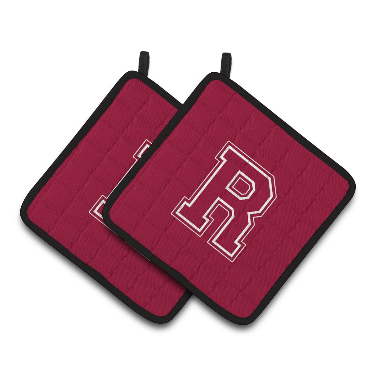 Carolines Treasures CJ1032-RPTHD Letter R Initial Monogram - Maroon and White Pair of Pot Holders, 7.5HX7.5W, multicolor