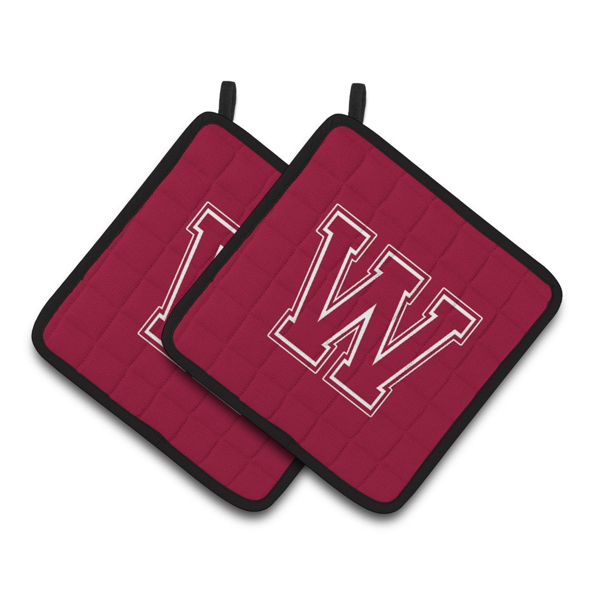 Carolines Treasures CJ1032-WPTHD Letter W Initial Monogram - Maroon and White Pair of Pot Holders, 7.5HX7.5W, multicolor