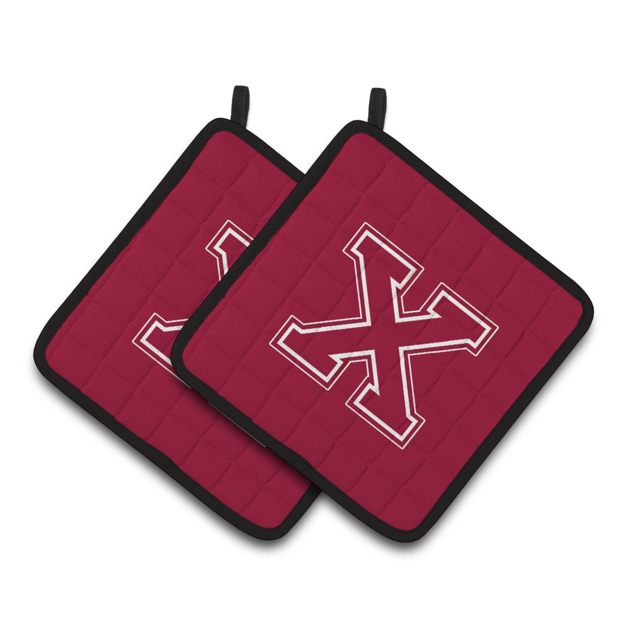 Carolines Treasures CJ1032-XPTHD Letter X Initial Monogram - Maroon and White Pair of Pot Holders, 7.5HX7.5W, multicolor