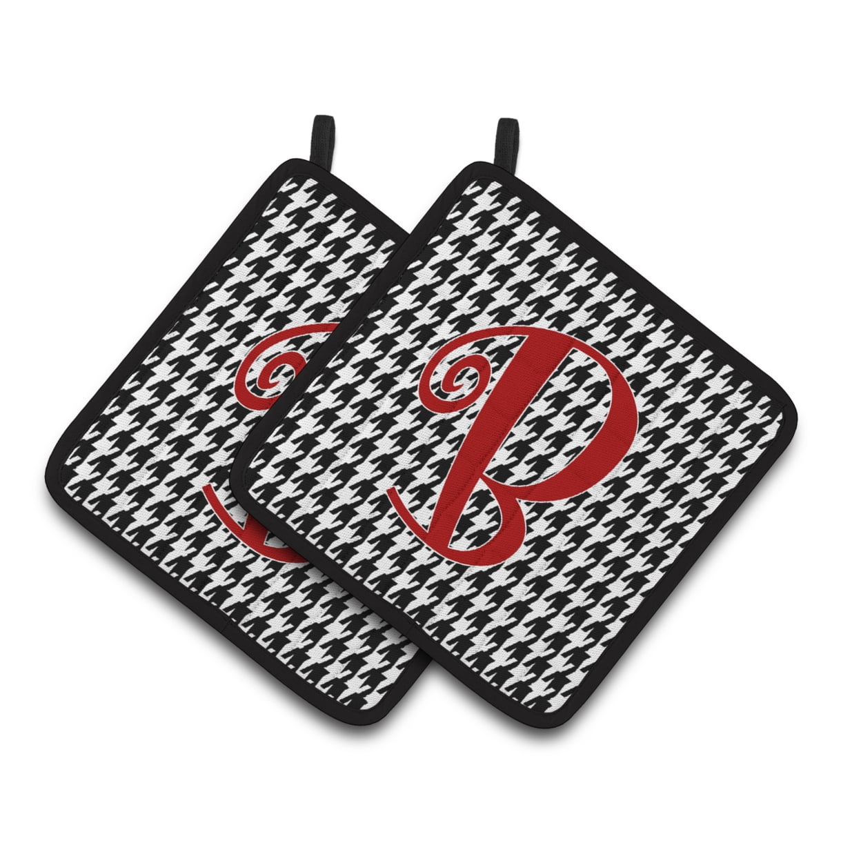 Carolines Treasures CJ1035-BPTHD Letter B Initial Monogram - Houndstooth Black Pair of Pot Holders, 7.5HX7.5W,