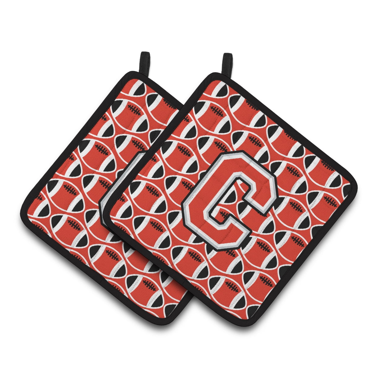 Carolines Treasures CJ1067-CPTHD Letter C Football Scarlet & Grey Pair of Pot Holders, 7.5 x 3 x 7.5 in.