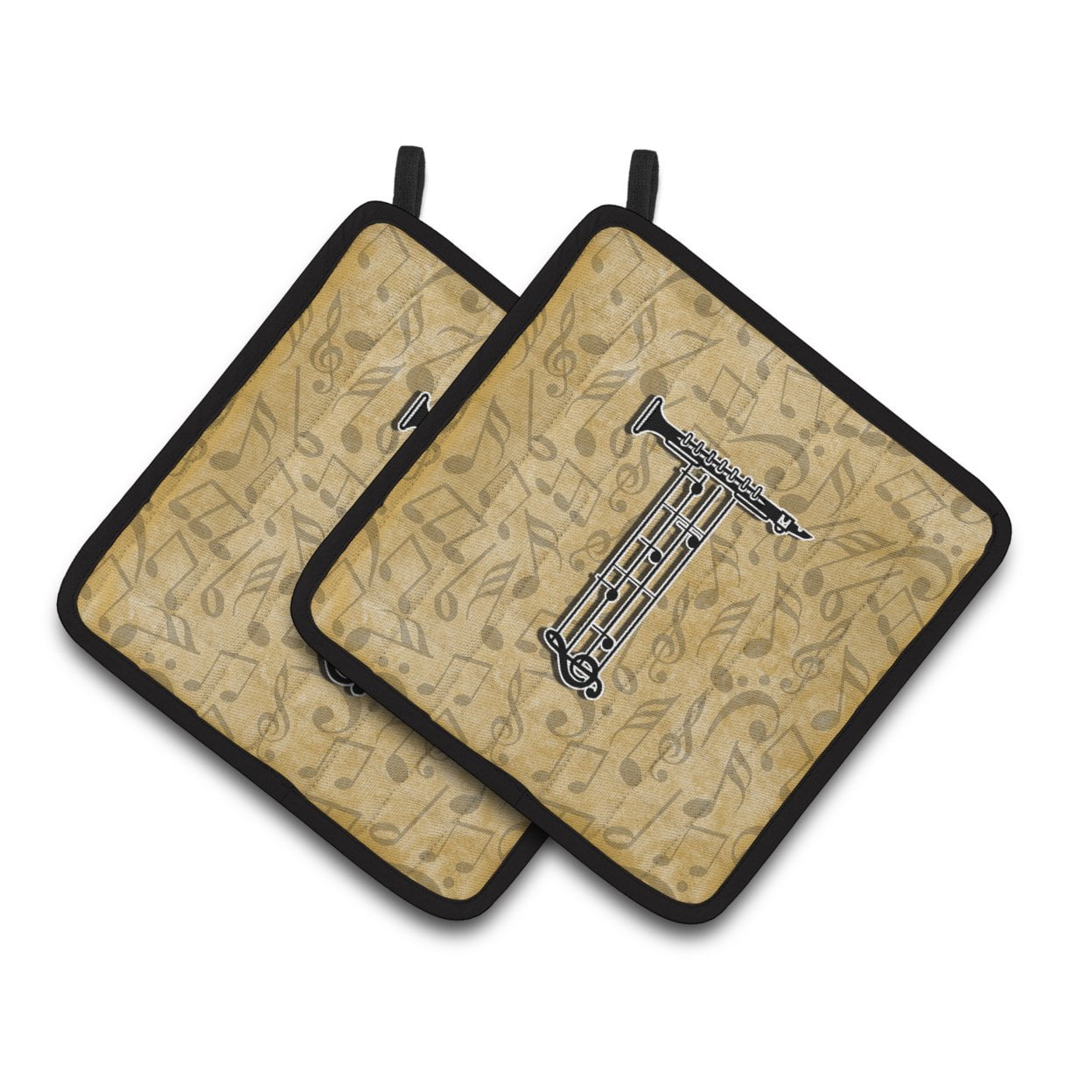 Carolines Treasures CJ2004-TPTHD Letter T Musical Instrument Alphabet Pair of Pot Holders, 7.5HX7.5W, multicolor