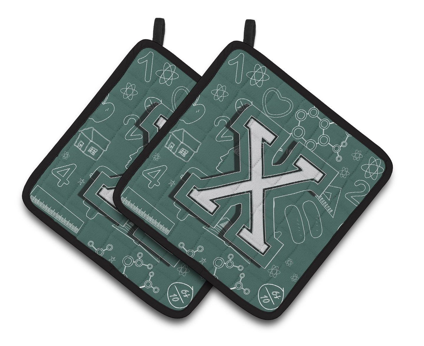 Letter X Back to School Initial Pair of Pot Holders