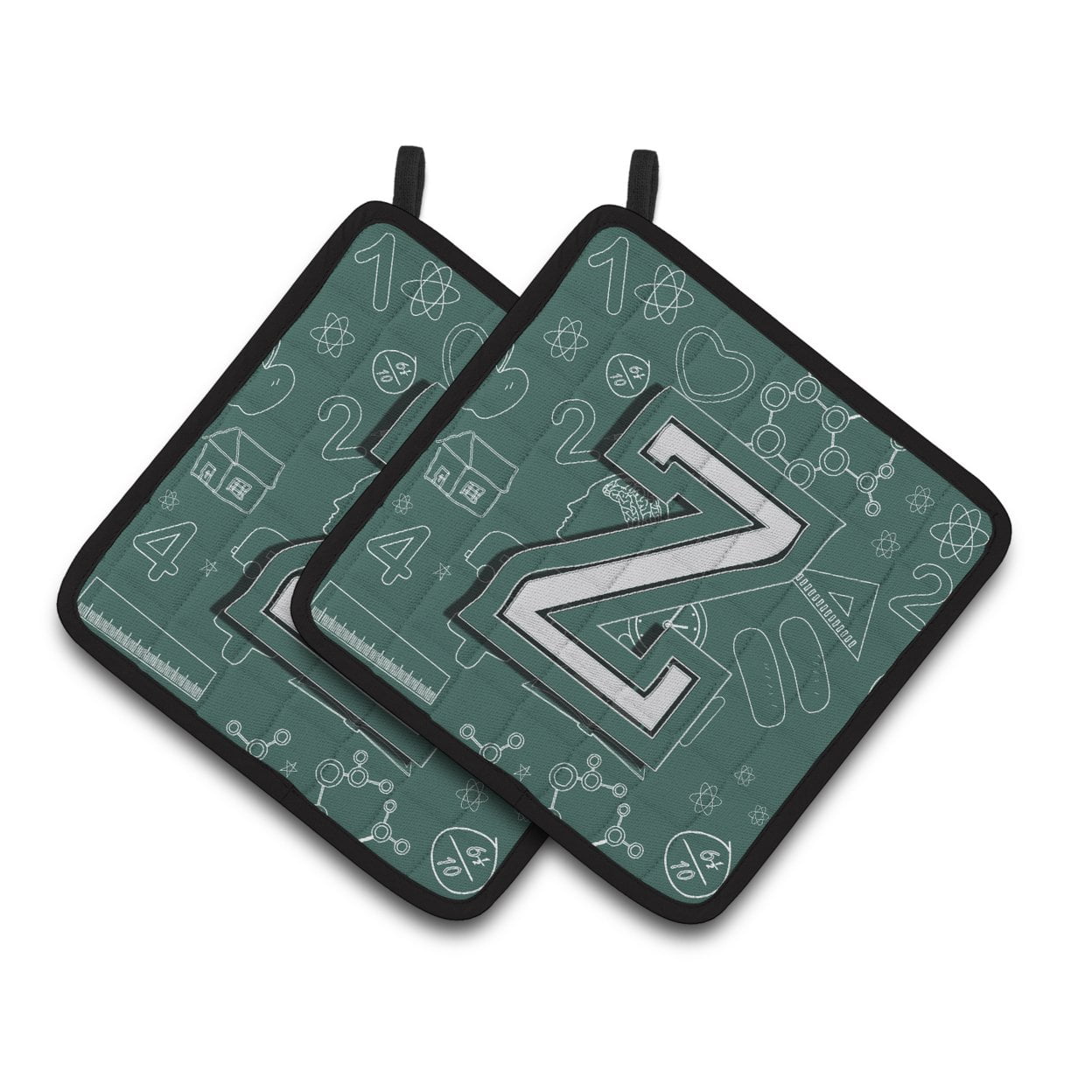 Carolines Treasures CJ2010-ZPTHD Letter Z Back to School Initial Pair of Pot Holders, 7.5HX7.5W, multicolor