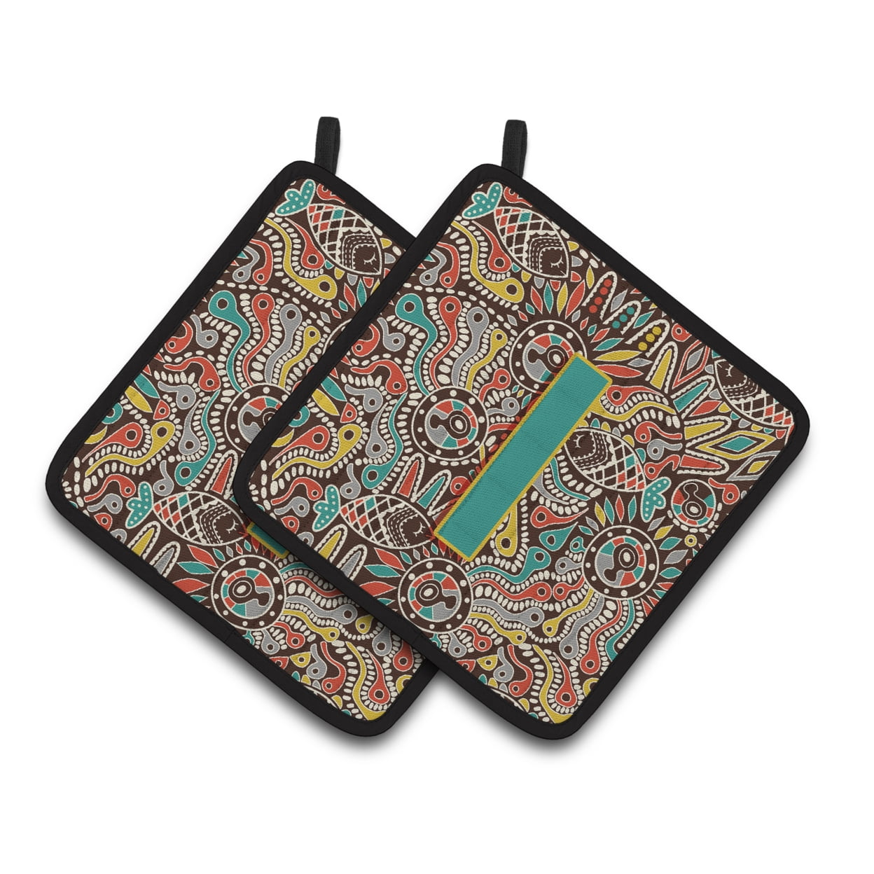 Carolines Treasures CJ2013-IPTHD Letter I Retro Tribal Alphabet Initial Pair of Pot Holders, 7.5HX7.5W, multicolor