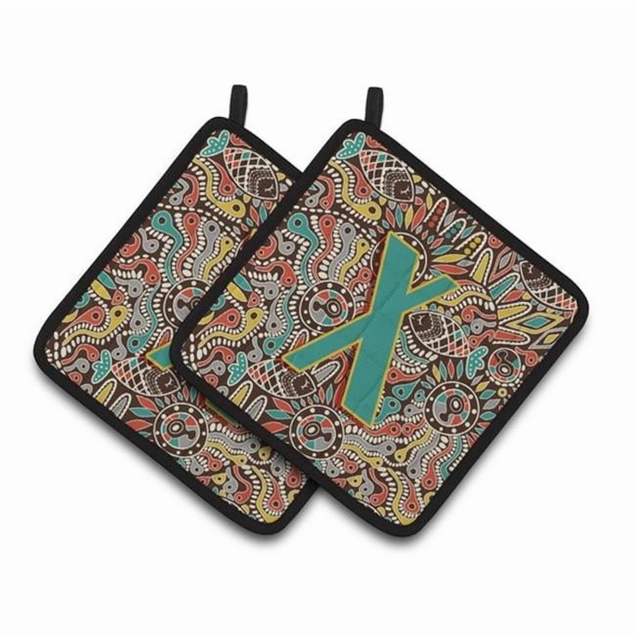 Carolines Treasures CJ2013-XPTHD Letter X Retro Tribal Alphabet Initial Pair of Pot Holders, 7.5HX7.5W, multicolor