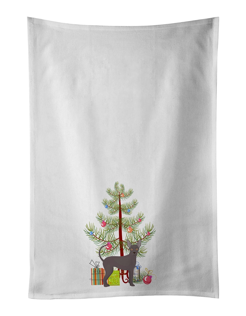 Abyssinian or African Hairless Dog Christmas Tree White Kitchen Towel Set of 2 19 in x 28 in