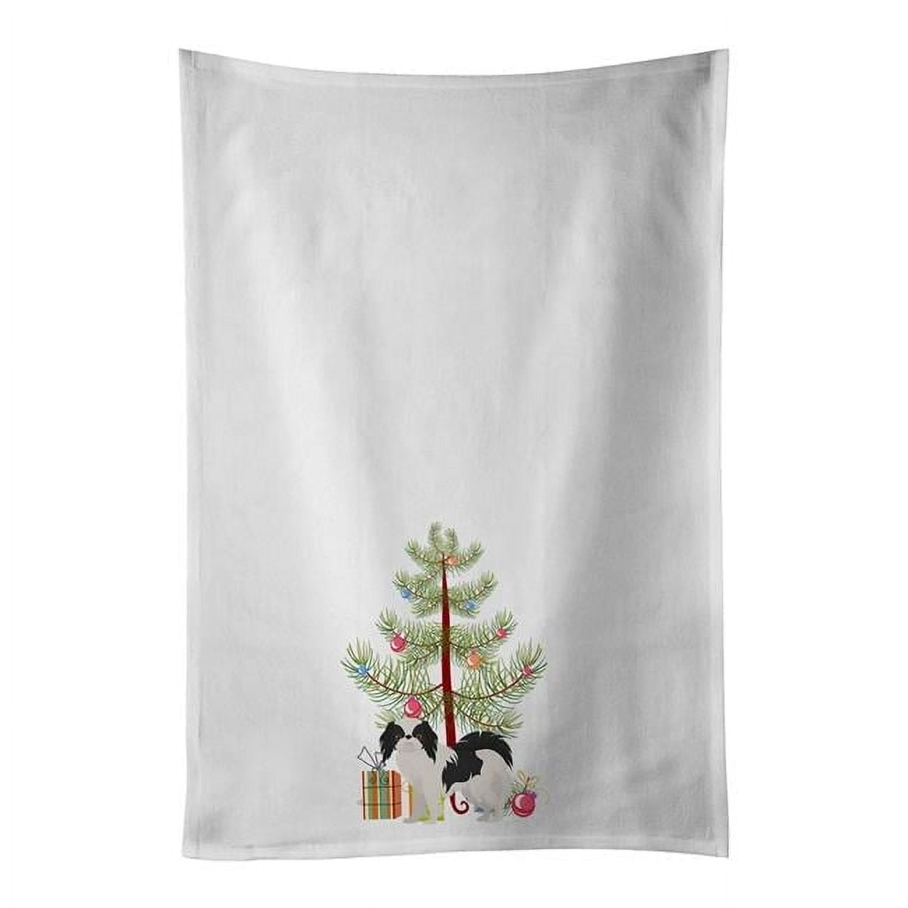 Carolines Treasures CK3462WTKT 28 x 19 in. Unisex Japanese Chin Christmas Tree White Dish Towels Kitchen Towel - Set of 2