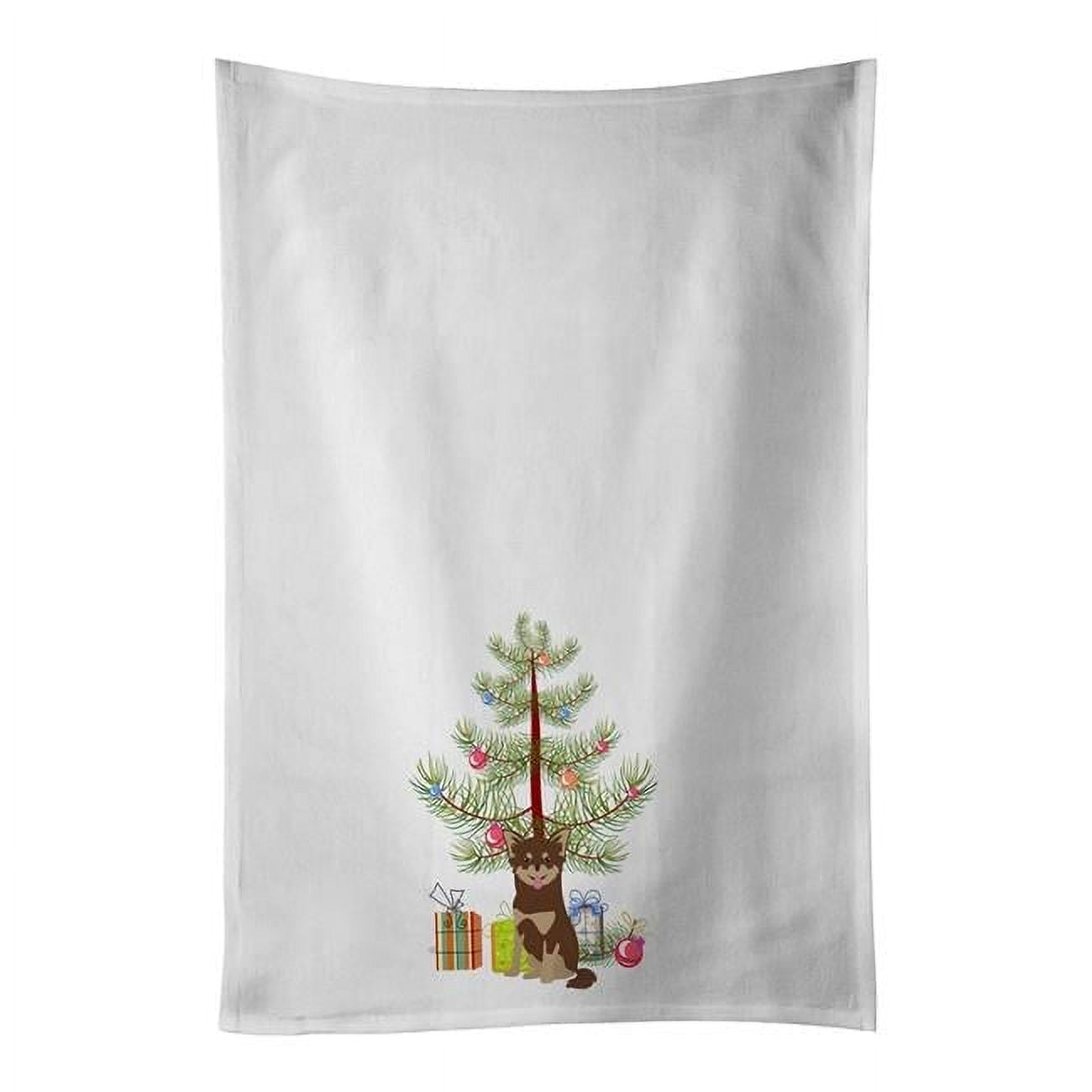 Carolines Treasures CK3496WTKT 28 x 19 in. Unisex Chihuahua Christmas Tree White Dish Towels Kitchen Towel - Set of 2