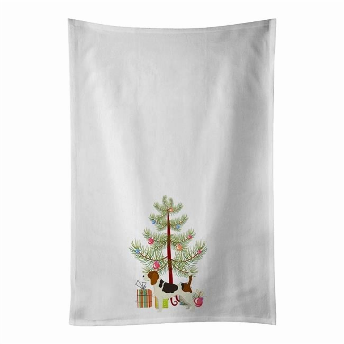 Carolines Treasures CK3519WTKT 28 x 19 in. Unisex Beagle Christmas Tree White Dish Towels Kitchen Towel - Set of 2