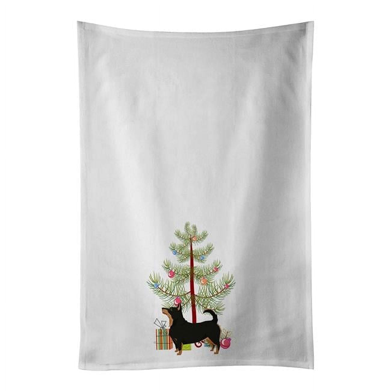 Carolines Treasures CK3550WTKT 28 x 19 in. Unisex Lancashire Terrier Christmas Tree White Dish Towels Kitchen Towel - Set of 2