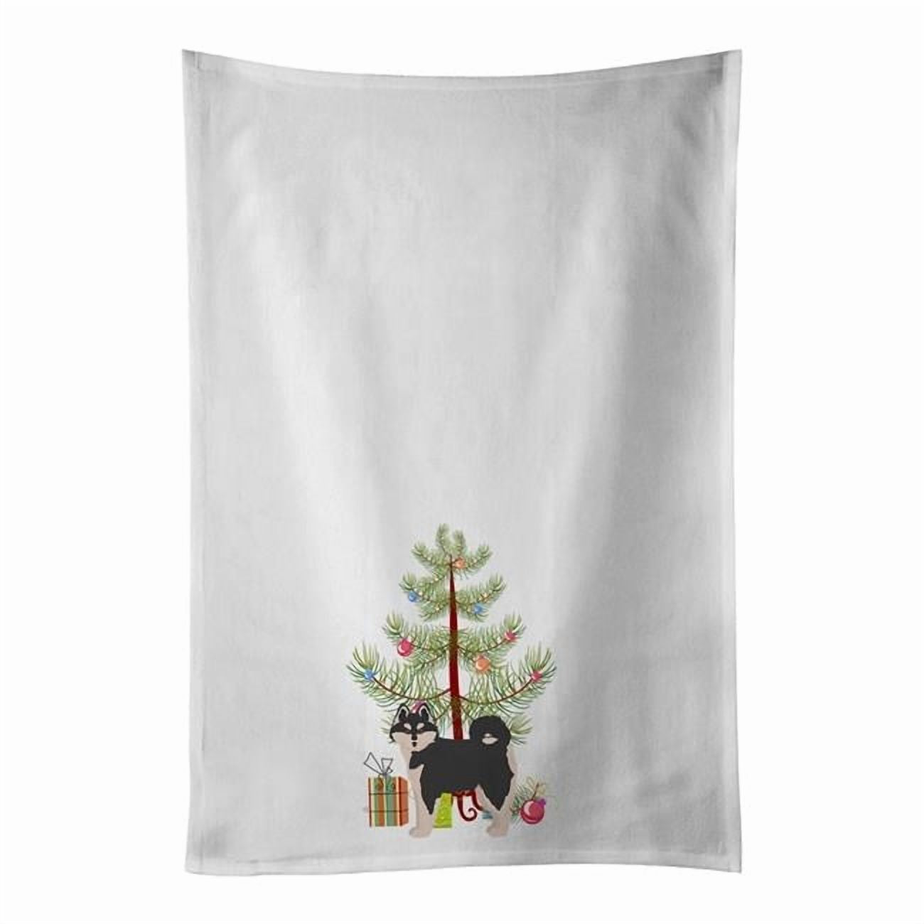 Carolines Treasures CK3861WTKT 28 x 19 in. Unisex Pomsky No.1 Christmas Tree White Dish Towels Kitchen Towel - Set of 2