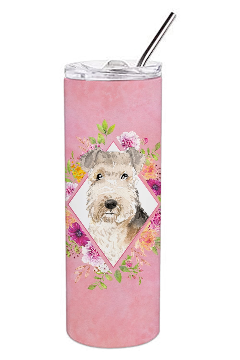 Carolines Treasures CK4226TBL20 Lakeland Terrier Pink Flowers Stainless Steel 20 oz Skinny Tumbler 20 oz multicolor
