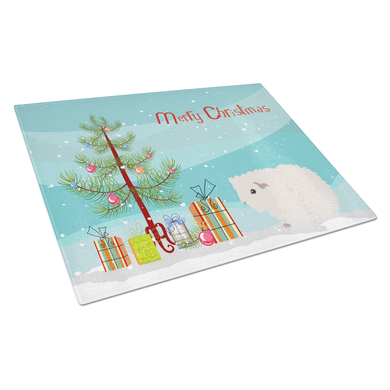 Carolines Treasures CK4442LCB Merino Guinea Pig Merry Christmas Glass Cutting Board Large, 12H x 16W, multicolor