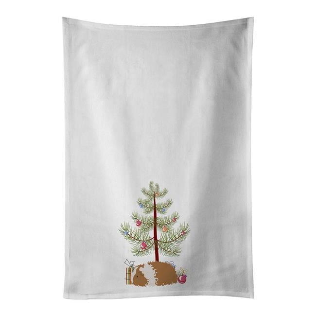 Carolines Treasures CK4449WTKT 28 x 19 in. Unisex Texel Guinea Pig Merry Christmas White Dish Towels Kitchen Towel - Set of 2