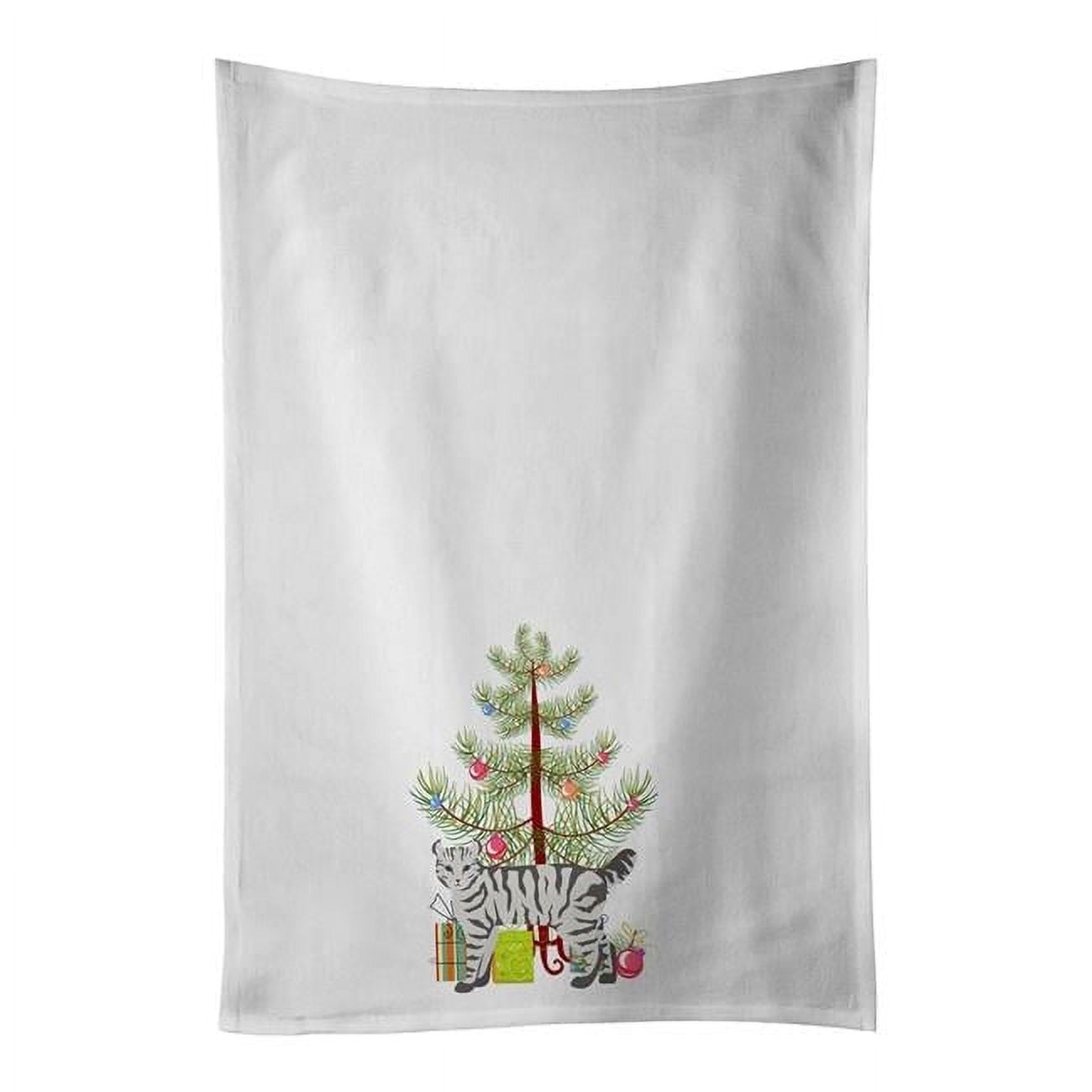 Carolines Treasures CK4631WTKT 28 x 19 in. Unisex Highlander Lynx No.2 Cat Merry Christmas White Dish Towels Kitchen Towel - Set of 2