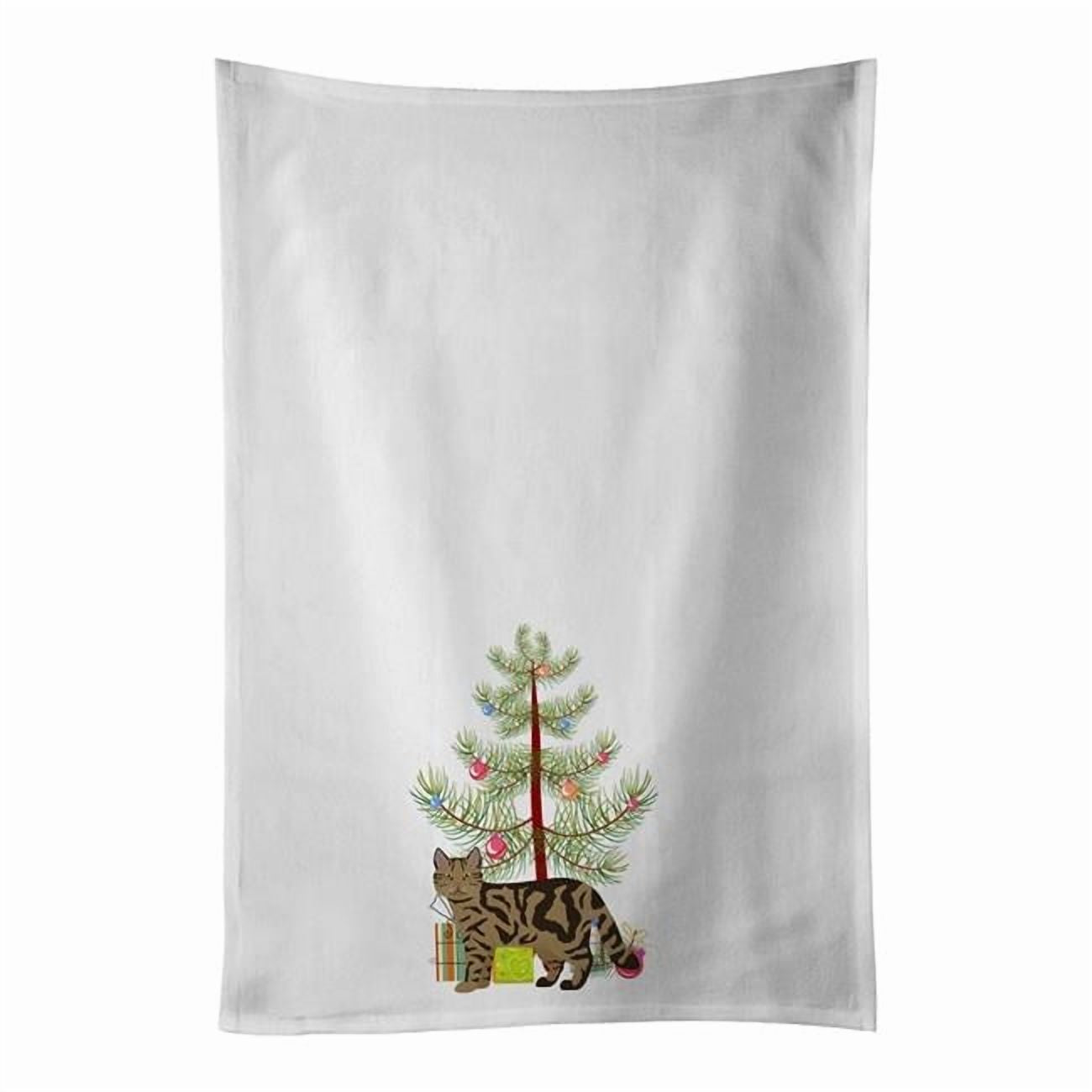 Carolines Treasures CK4706WTKT 28 x 19 in. Unisex Scottish Straight No.2 Cat Merry Christmas White Dish Towels Kitchen Towel - Set of 2