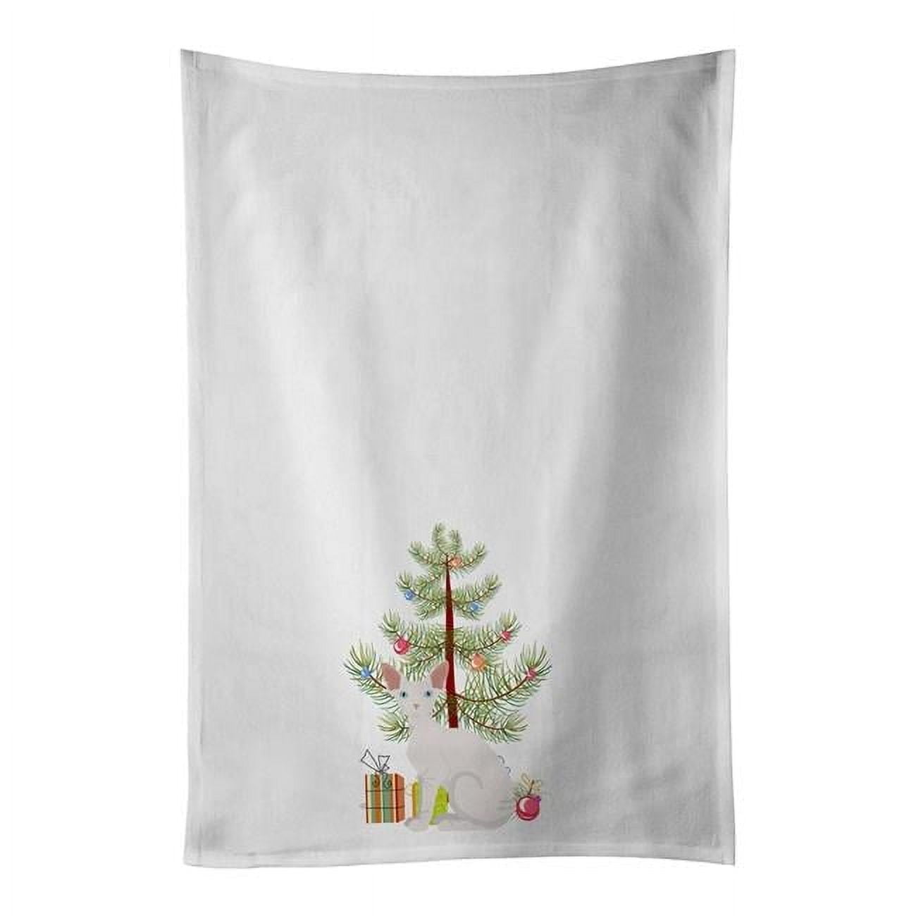 Carolines Treasures CK4800WTKT 28 x 19 in. Unisex Sphynx No.1 Cat Merry Christmas White Dish Towels Kitchen Towel - Set of 2