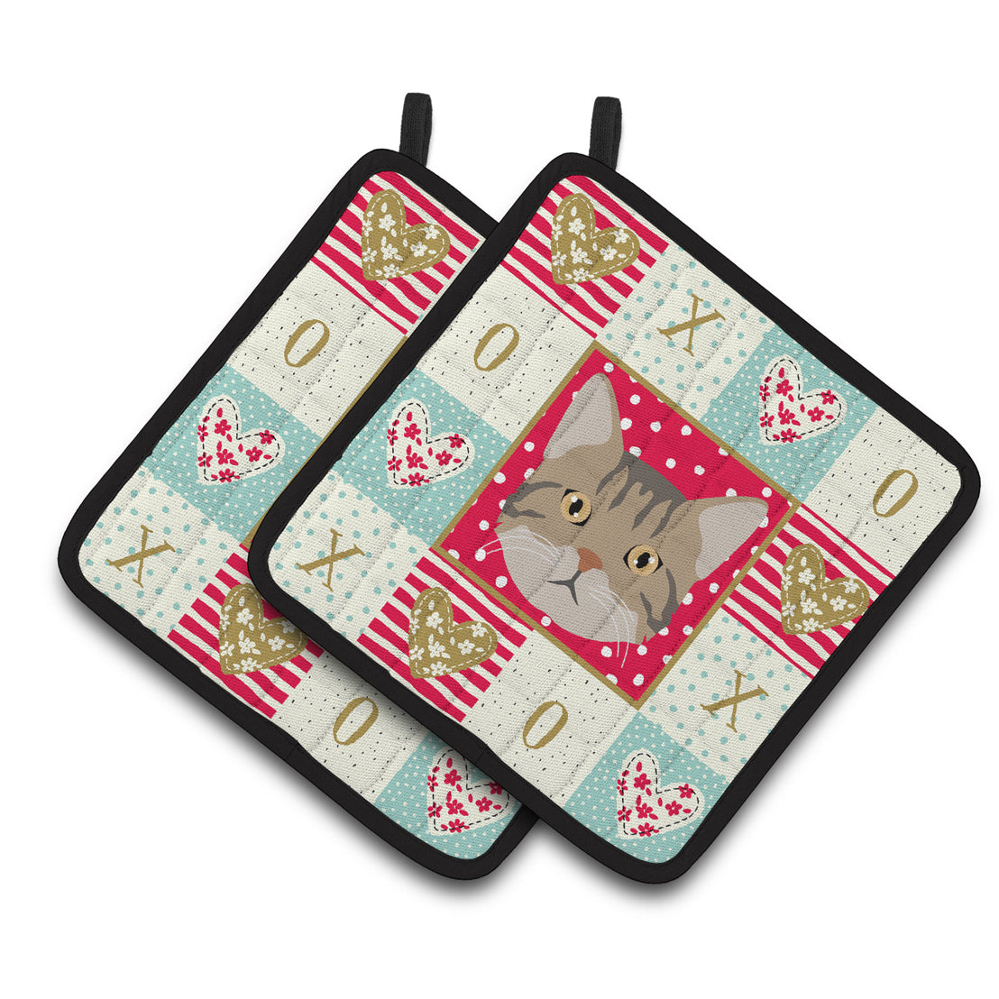 Carolines Treasures CK5083PTHD Wirehair Cat Love Pair of Pot Holders, 7.5HX7.5W, multicolor