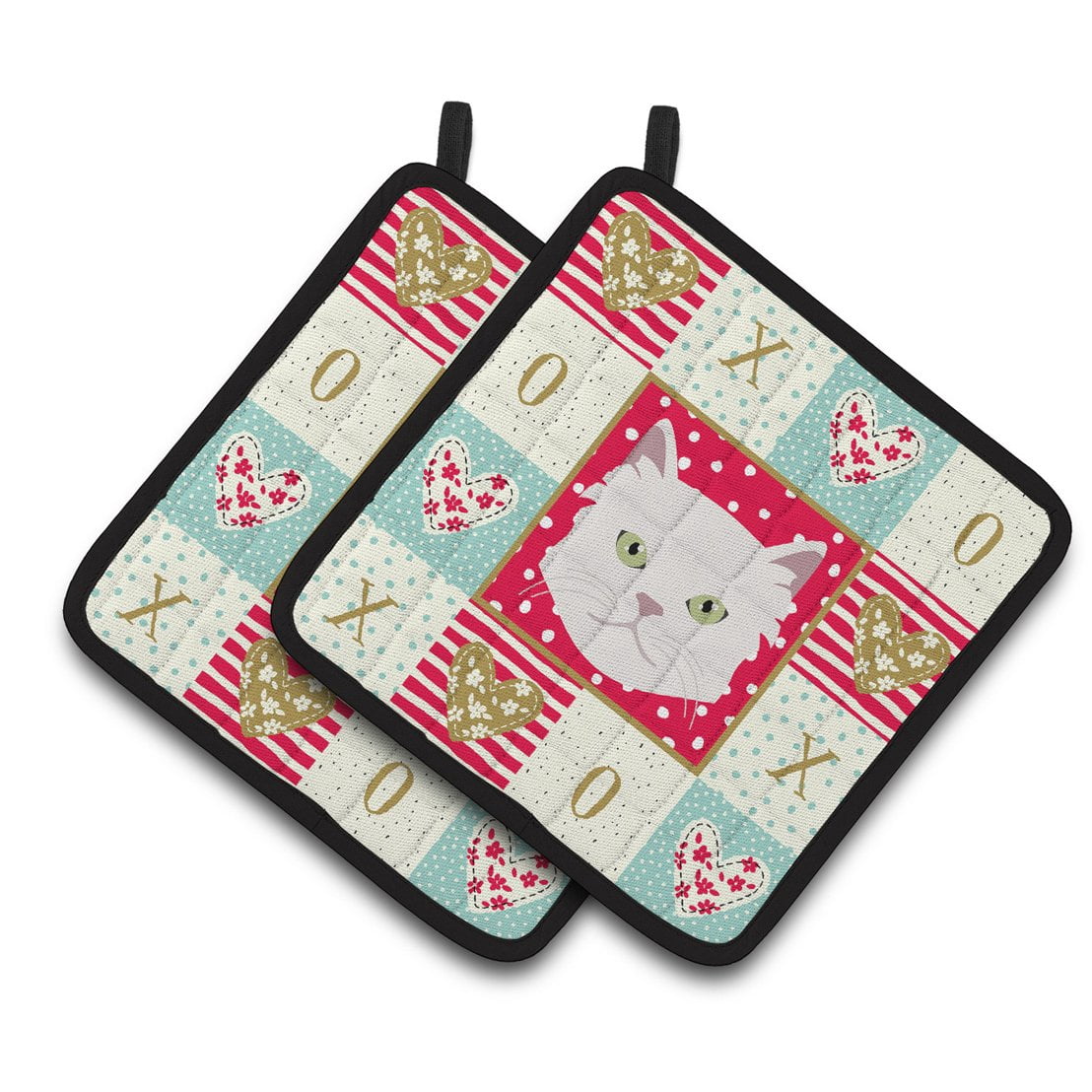 Carolines Treasures CK5085PTHD Asian Semi Longhaired Cat Love Pair of Pot Holders, 7.5HX7.5W, multicolor