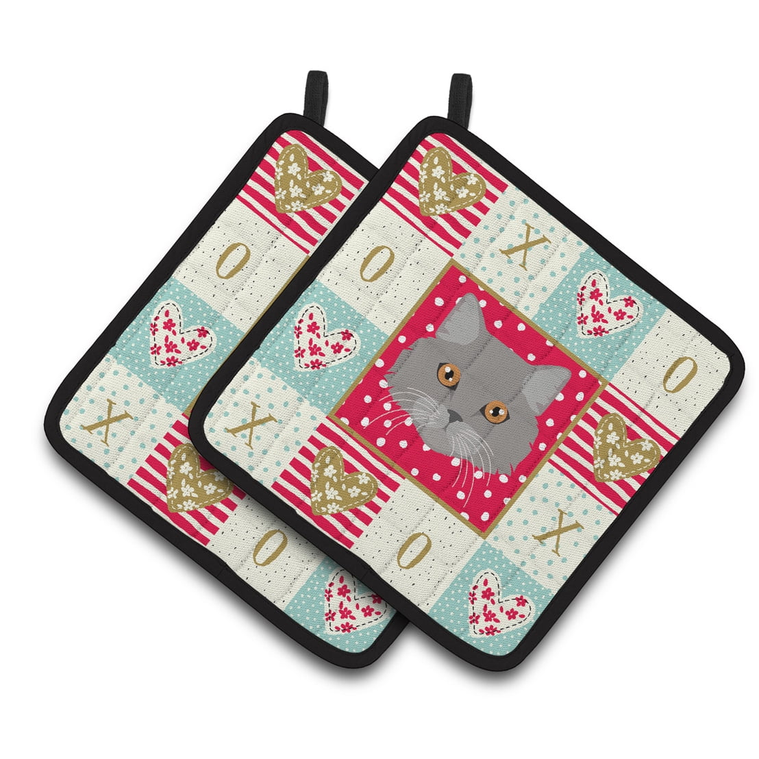 Carolines Treasures CK5093PTHD Brazilian Longhair Cat Love Pair of Pot Holders, 7.5HX7.5W, multicolor